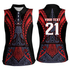 Custom New Zealand Women Sleeveless Polo Shirt Maori Kiwiana Pattern Tukutuku Motif