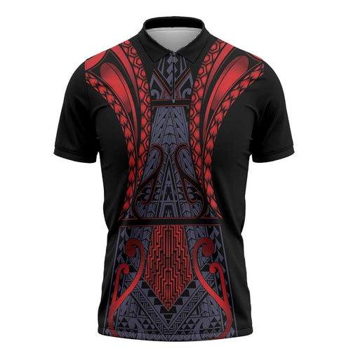 Custom New Zealand Zipper Polo Shirt Maori Kiwiana Pattern Tukutuku Motif