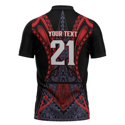 Custom New Zealand Zipper Polo Shirt Maori Kiwiana Pattern Tukutuku Motif