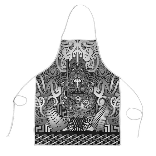 New Zealand Taiaha Maori Apron Kiwikiwi Minimalist Silver Fern Tukutuku Motif