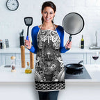 New Zealand Taiaha Maori Apron Kiwikiwi Minimalist Silver Fern Tukutuku Motif