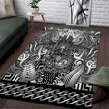 New Zealand Taiaha Maori Area Rug Kiwikiwi Minimalist Silver Fern Tukutuku Motif