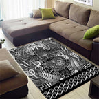 New Zealand Taiaha Maori Area Rug Kiwikiwi Minimalist Silver Fern Tukutuku Motif