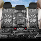 New Zealand Taiaha Maori Back Car Seat Cover Kiwikiwi Minimalist Silver Fern Tukutuku Motif