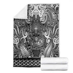 New Zealand Taiaha Maori Blanket Kiwikiwi Minimalist Silver Fern Tukutuku Motif