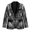 Custom New Zealand Taiaha Maori Blazer Kiwikiwi Minimalist Silver Fern Tukutuku Motif