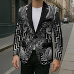 Custom New Zealand Taiaha Maori Blazer Kiwikiwi Minimalist Silver Fern Tukutuku Motif