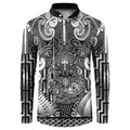 Custom New Zealand Taiaha Maori Button Sweatshirt Kiwikiwi Minimalist Silver Fern Tukutuku Motif