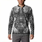 Custom New Zealand Taiaha Maori Button Sweatshirt Kiwikiwi Minimalist Silver Fern Tukutuku Motif