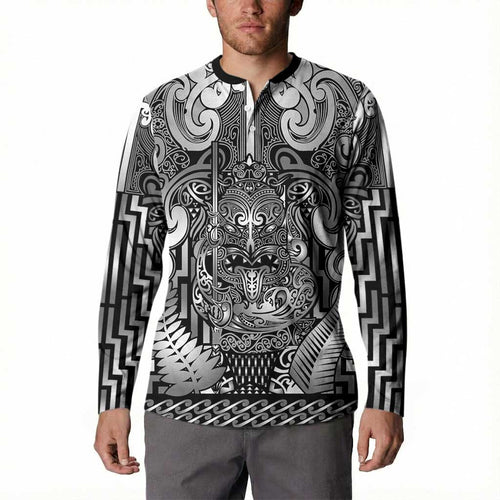 Custom New Zealand Taiaha Maori Button Sweatshirt Kiwikiwi Minimalist Silver Fern Tukutuku Motif