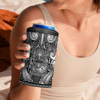 Custom New Zealand Taiaha Maori 4 in 1 Can Cooler Tumbler Kiwikiwi Minimalist Silver Fern Tukutuku Motif