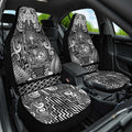 New Zealand Taiaha Maori Car Seat Cover Kiwikiwi Minimalist Silver Fern Tukutuku Motif