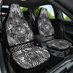 New Zealand Taiaha Maori Car Seat Cover Kiwikiwi Minimalist Silver Fern Tukutuku Motif