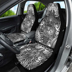 New Zealand Taiaha Maori Car Seat Cover Kiwikiwi Minimalist Silver Fern Tukutuku Motif
