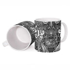 Custom New Zealand Taiaha Maori Ceramic Mug Kiwikiwi Minimalist Silver Fern Tukutuku Motif