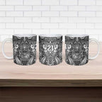 Custom New Zealand Taiaha Maori Ceramic Mug Kiwikiwi Minimalist Silver Fern Tukutuku Motif