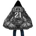 Custom New Zealand Taiaha Maori Cloak Kiwikiwi Minimalist Silver Fern Tukutuku Motif
