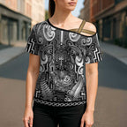 Custom New Zealand Taiaha Maori Cross Shoulder Shirt Kiwikiwi Minimalist Silver Fern Tukutuku Motif