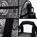 New Zealand Taiaha Maori Duffle Bag Kiwikiwi Minimalist Silver Fern Tukutuku Motif
