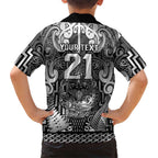 Custom New Zealand Taiaha Maori Family Matching Long Sleeve Bodycon Dress and Hawaiian Shirt Kiwikiwi Minimalist Silver Fern Tukutuku Motif