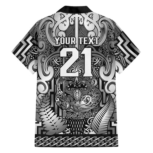 Custom New Zealand Taiaha Maori Family Matching Long Sleeve Bodycon Dress and Hawaiian Shirt Kiwikiwi Minimalist Silver Fern Tukutuku Motif