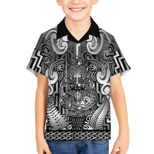 Custom New Zealand Taiaha Maori Family Matching Off Shoulder Maxi Dress and Hawaiian Shirt Kiwikiwi Minimalist Silver Fern Tukutuku Motif