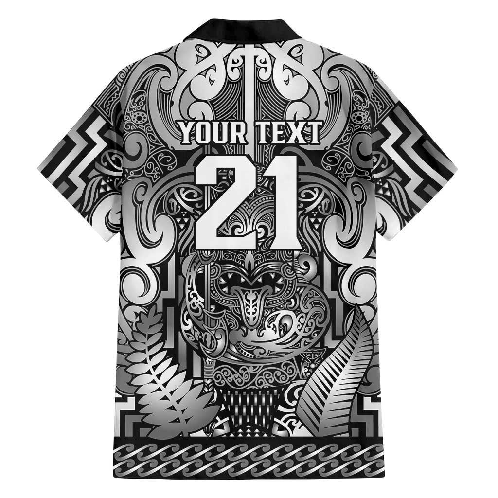 Custom New Zealand Taiaha Maori Family Matching Puletasi and Hawaiian Shirt Kiwikiwi Minimalist Silver Fern Tukutuku Motif