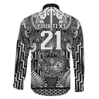 Custom New Zealand Taiaha Maori Family Matching Puletasi and Hawaiian Shirt Kiwikiwi Minimalist Silver Fern Tukutuku Motif