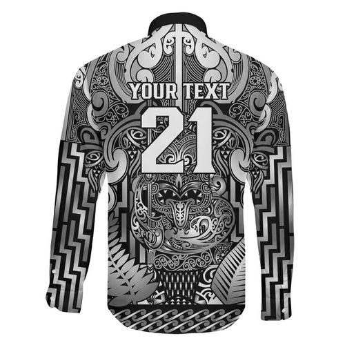 Custom New Zealand Taiaha Maori Family Matching Puletasi and Hawaiian Shirt Kiwikiwi Minimalist Silver Fern Tukutuku Motif