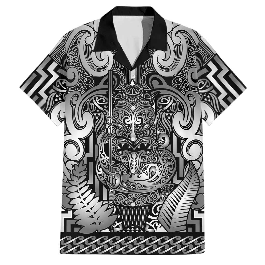 Custom New Zealand Taiaha Maori Family Matching Tank Maxi Dress and Hawaiian Shirt Kiwikiwi Minimalist Silver Fern Tukutuku Motif