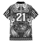 Custom New Zealand Taiaha Maori Family Matching Tank Maxi Dress and Hawaiian Shirt Kiwikiwi Minimalist Silver Fern Tukutuku Motif