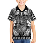 Custom New Zealand Taiaha Maori Hawaiian Shirt Kiwikiwi Minimalist Silver Fern Tukutuku Motif