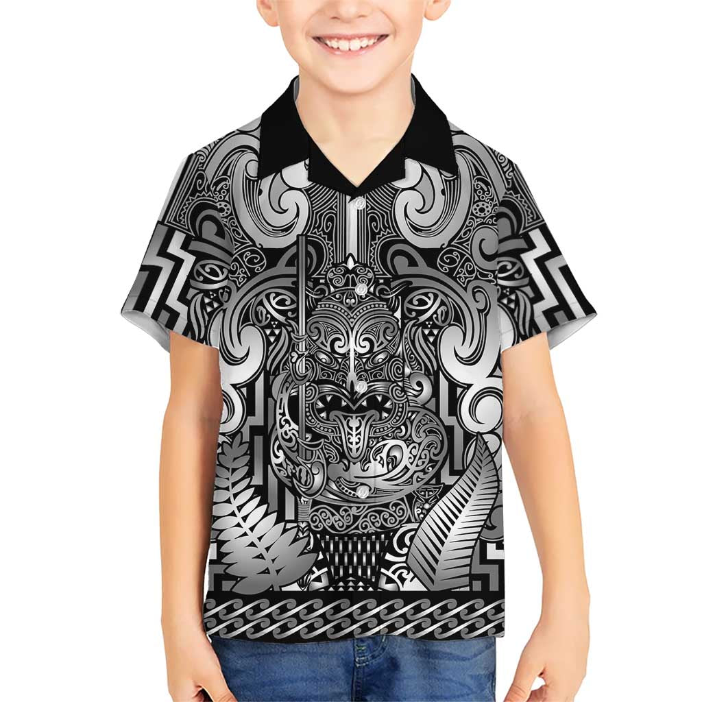Custom New Zealand Taiaha Maori Hawaiian Shirt Kiwikiwi Minimalist Silver Fern Tukutuku Motif