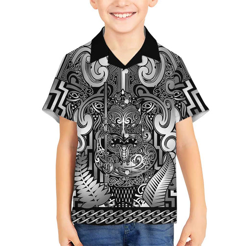 Custom New Zealand Taiaha Maori Hawaiian Shirt Kiwikiwi Minimalist Silver Fern Tukutuku Motif