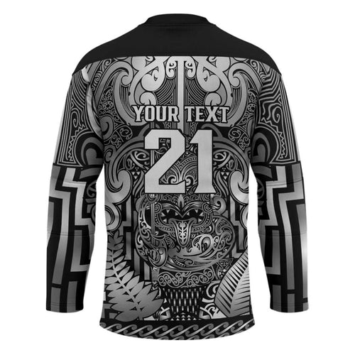 Custom New Zealand Taiaha Maori Hockey Jersey Kiwikiwi Minimalist Silver Fern Tukutuku Motif