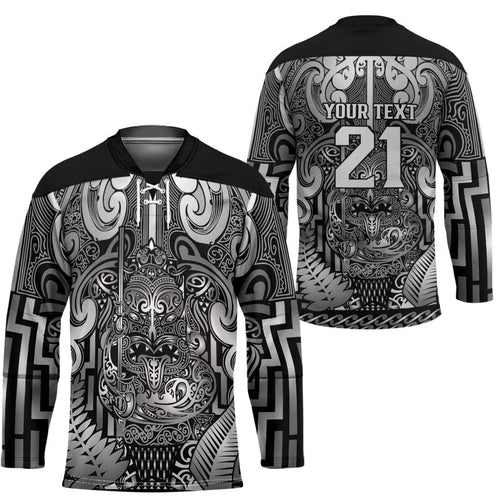 Custom New Zealand Taiaha Maori Hockey Jersey Kiwikiwi Minimalist Silver Fern Tukutuku Motif