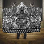 New Zealand Taiaha Maori Hooded Blanket Kiwikiwi Minimalist Silver Fern Tukutuku Motif
