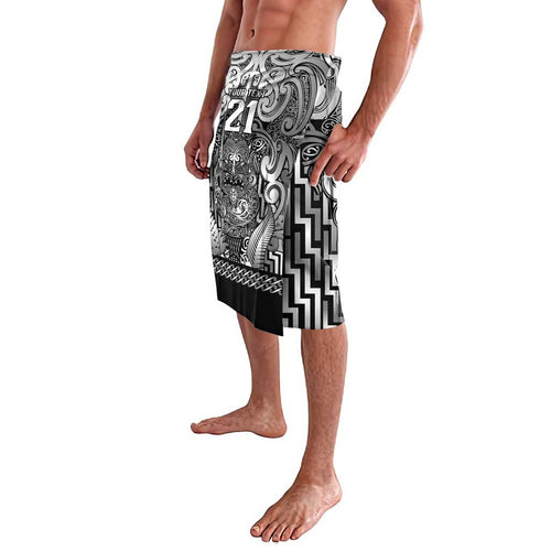 Custom New Zealand Taiaha Maori Lavalava Kiwikiwi Minimalist Silver Fern Tukutuku Motif