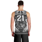 Custom New Zealand Taiaha Maori Men Tank Top Kiwikiwi Minimalist Silver Fern Tukutuku Motif