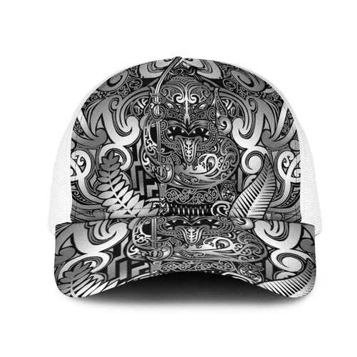 New Zealand Taiaha Maori Mesh Trucker Cap Kiwikiwi Minimalist Silver Fern Tukutuku Motif