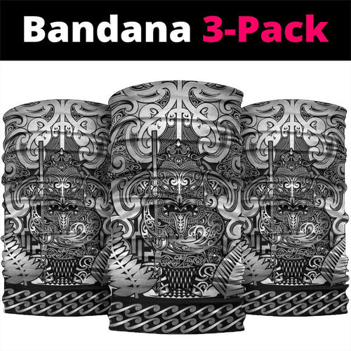 New Zealand Taiaha Maori Neck Gaiter Kiwikiwi Minimalist Silver Fern Tukutuku Motif