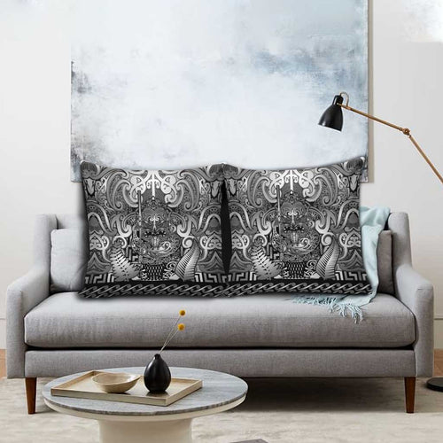 New Zealand Taiaha Maori Pillow Cover Kiwikiwi Minimalist Silver Fern Tukutuku Motif