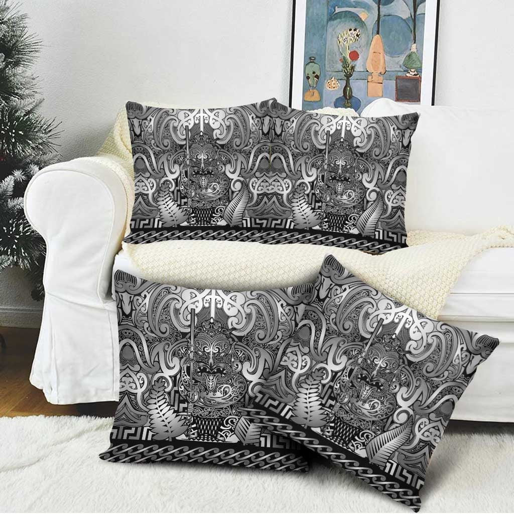 New Zealand Taiaha Maori Pillow Cover Kiwikiwi Minimalist Silver Fern Tukutuku Motif