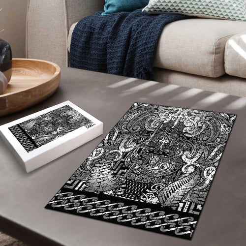 New Zealand Taiaha Maori Puzzle Kiwikiwi Minimalist Silver Fern Tukutuku Motif