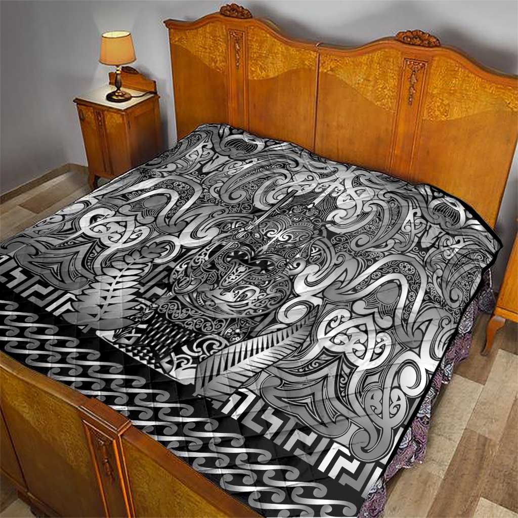 New Zealand Taiaha Maori Quilt Kiwikiwi Minimalist Silver Fern Tukutuku Motif
