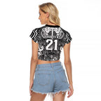 Custom New Zealand Taiaha Maori Raglan Cropped T Shirt Kiwikiwi Minimalist Silver Fern Tukutuku Motif