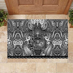 New Zealand Taiaha Maori Rubber Doormat Kiwikiwi Minimalist Silver Fern Tukutuku Motif