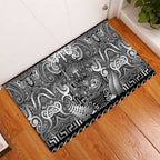 New Zealand Taiaha Maori Rubber Doormat Kiwikiwi Minimalist Silver Fern Tukutuku Motif