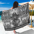 New Zealand Taiaha Maori Sarong Kiwikiwi Minimalist Silver Fern Tukutuku Motif