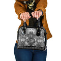 New Zealand Taiaha Maori Shoulder Handbag Kiwikiwi Minimalist Silver Fern Tukutuku Motif